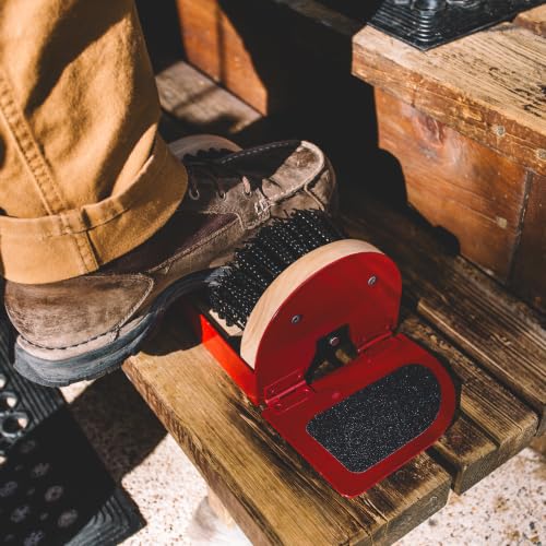 Legacy Boot Scrubber, Upgraded Bristles and Frame Strength - Shoe Scraper & Boot Cleaner Brush - color: Red