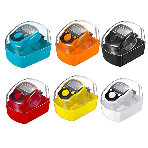 6-Pack Digital Tally Finger Counter with Led, Colorful Tasbeeh Tasbih 5-Digits Counter Clickers with Led Light, Carry Ring, Individual Hard Case for Muslims Pray Knitting Track Golf Lap - color: Bright color