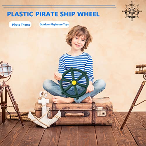 Playground Steering Wheel Plastic Pirate Ship Wheel Playground Swingset Steering Wheel Playset Accessories for Kids Outdoor Backyard Playhouse Treehouse (1, Green) - color: Green