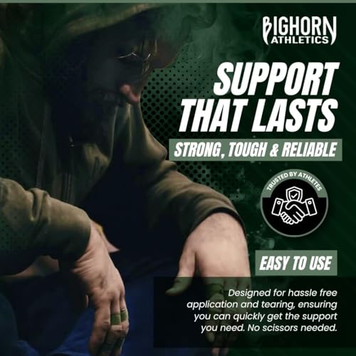 Bighorn Athletics Finger Tape, 0.5-Inch x 45-Feet, 8 Rolls, Military Green/Black - color: Military Green & Black, size: 0.5-Inch