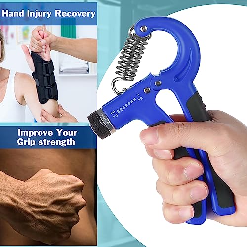 AIXPI Grip Strength Trainer, Hand Grip Exerciser Strengthener with Adjustable Resistance 11-132 Lbs (5-60kg), Forearm Strengthener, Hand Exerciser for Muscle Building and Injury Recover 1 PACK - color: Blue