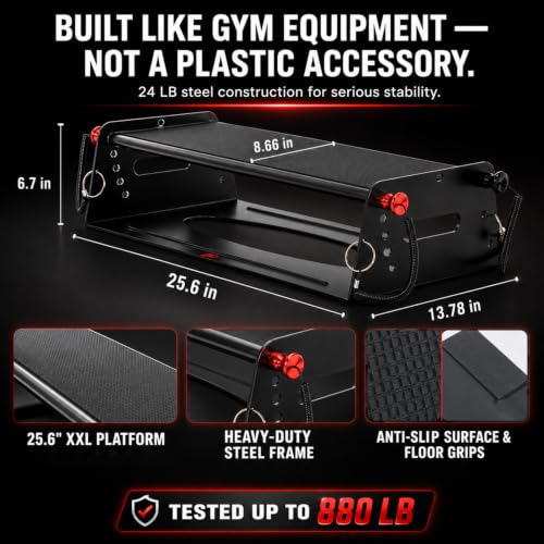 XXL 3-in-1 Adjustable Steel Slant Board, Calf Raise Block, Step Up Platform | Squats, step-ups, calf raises & stretches — heavy-duty steel adjusts 7°–28° across 3 heights for ankle mobility, 880lbs