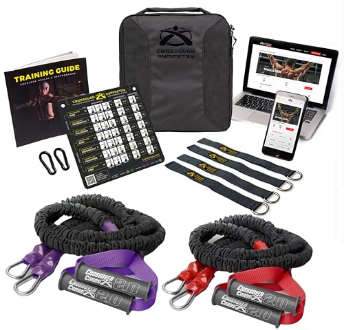 Crossover Symmetry Shoulder System Includes Two Sets of Resistance Bands Attachments Training Guide Exercise Chart Online Workouts for Home Fitness Rehab Rotator Cuff Exercises - style: Athletic Squat Racks