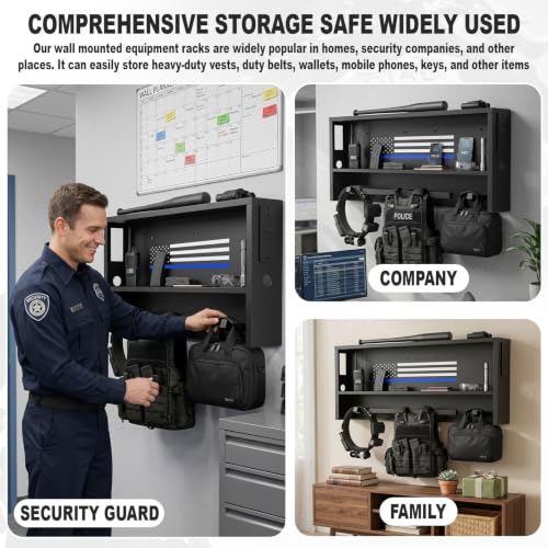 Police Gear Rack with Built-in Power Strip, Tactical Gear Organizer Stand for Duty Belt, Police Vest, Body Armor, Plate Carrier, Helmet Storage, Heavy Duty Gear Rack - size: Wall Mounted