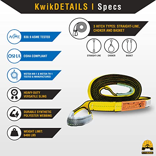 KwikSafety - Charlotte, NC - Mighty Sumo 2”x 10’ Poly Web Sling Lifting Strap Construction ASME OSHA / 6400lbs Vertical 5100lbs Choker 12800lbs Basket/Rigging Moving Towing Hoisting Gear - size: 2"x10' | 6400 lbs