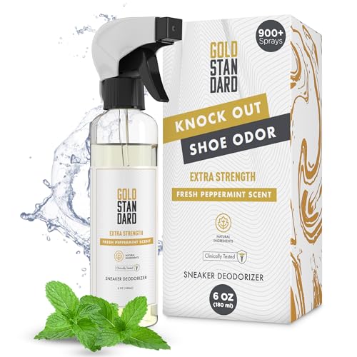Gold Standard Natural Shoe Deodorizer Spray 6 oz Peppermint Odor Eliminator | Long-Lasting Freshness for Sneakers, Boots & Athletic Shoes - size: 6 Fl Oz (Pack of 1)