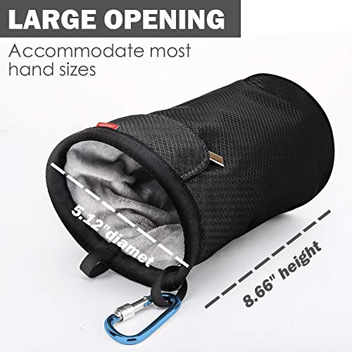 Moko Rock Climbing Chalk Bag, Bouldering Chalk Pot Bucket with Adjustable Belt & Carabiner Drawstring Climbing Gear - color: Black, style: Straight Cylinder