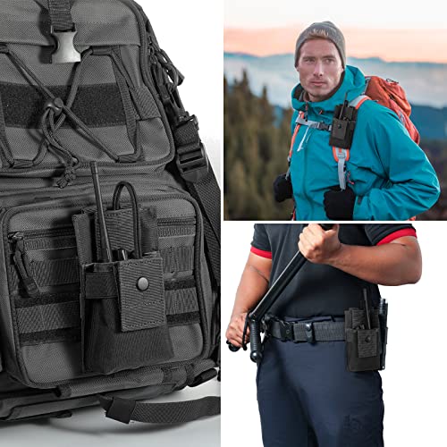 FRTKK Tactical Radio Holder Radio Holster Molle Radio Pouch Universal Radio Case Military Heavy Duty Radio Bag for Police Firefighter Two Ways Walkie Talkies Vest (Black-large) - color: Black-large