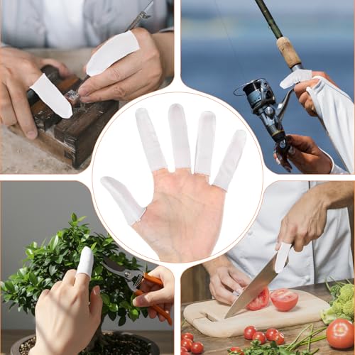 200 Pcs Cotton Cots for Finger,Cloth Finger Cots,Fingers Gauze Sleeve Thumb Protector Covers,White Fingers Condom Sleeves Protectors for Injury,Comfortable Breathable,Moisture Wicking