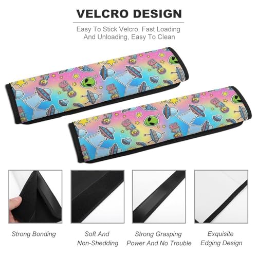 2 Piece Alien Cartoon Outer Space Planet UFO Car Seat Straps Shoulder Pads Universal Fit Automotive Seat Belt Protector for Kids, Car Seats Pushchair Strollers High Chair Pushchair - color: Pattern 21
