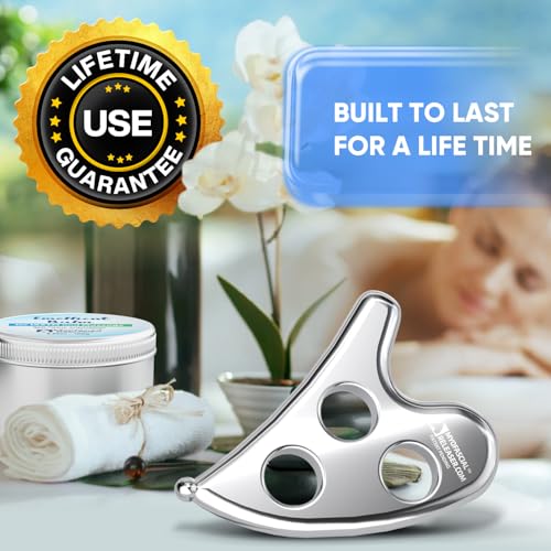 Professional Muscle Scraper Tool – Medical-Grade 304 SS IASTM & Gua Sha Scraping Tool – Ergonomic Fascia Mobilization Instrument for Soft Tissue Massage & Manual Bodywork – Emollient Balm Included - color: Original Tool