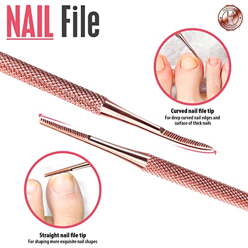 FANDAMEI Nail Care Kit, Nail Cuticle Nippers, Ingrown Toenail Tools Kit, Nail Lifter, Toenail File and Lifters Stainless Steel, Nail Cuticle Pushers, Professional Manicure and Pedicure Set, 4 PCS - color: Rosegold
