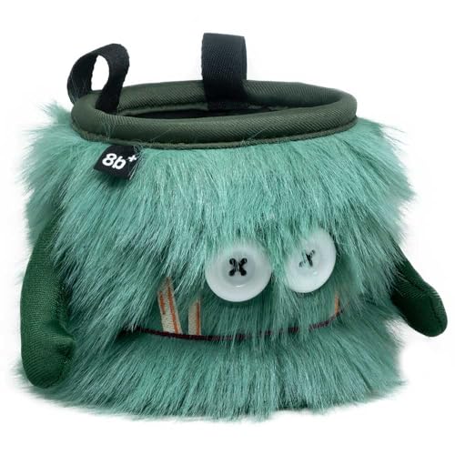 8BPLUS Chalk Bag for Rock Climbing and Bouldering, Chalk Pouch incl Belt & Biner – Cute Funny Character Design, Wide Opening, Gear with Personality, Gift for Climbers - style: FLINT