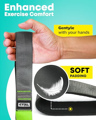 Stretching Strap with Loops - Non Elastic Stretch Band for Physical Therapy, Yoga Strap for Stretching Equipment, Stretch Bands for Exercise and Flexibility - Fascia, Hamstring & Leg Stretcher Belt - style: 12 Loops - Green