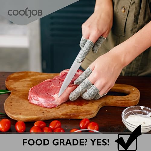 COOLJOB 20-Pack A5 Cut Resistant Finger Cots Full Coverage, Set of 4 - Reusable Anti-Slip Snug-fit Design, Conforms to Men Women Fingers for Work, Kitchen, Garden, Sculpture, Picking, Pruning, S/M - size: Small/Medium