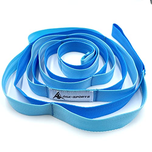 Stretching Strap Yoga Strap with Loops, Stretch Straps for Physical Therapy, Non-Elastic Exercise Strap for Pilates, Dance and Gymnastics with Workout Guide - color: Blue/Light Blue