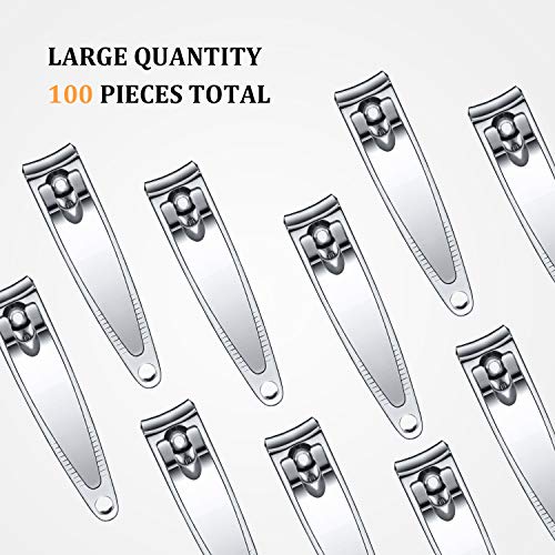 Mudder 100 Pieces Nail Clippers Set Bulk for Men Women Ultra Sharp Stainless Steel Fingernail Toenail Clippers Portable Travel Sturdy Trimmer Pointed Pedicure Manicure Care (Silver)