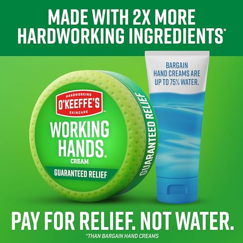 O'Keeffe's Working Hands Hand Cream, 3.4 oz Jar, 1 Pack for Extreme Dryness | Repairs Cracked, Dry Hands, Hypoallergenic, Unscented, Non-Greasy, Ideal for Repairing Skincare - size: 3.4 Ounce Jar