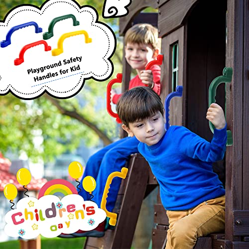 8 Pieces Playground Safety Handles Swing Set Handles Playset Grab Handles for Kids Boys Girls Outdoor Play House Frame Accessories(Green,Blue,Yellow,Red) - color: Green,blue,yellow,red