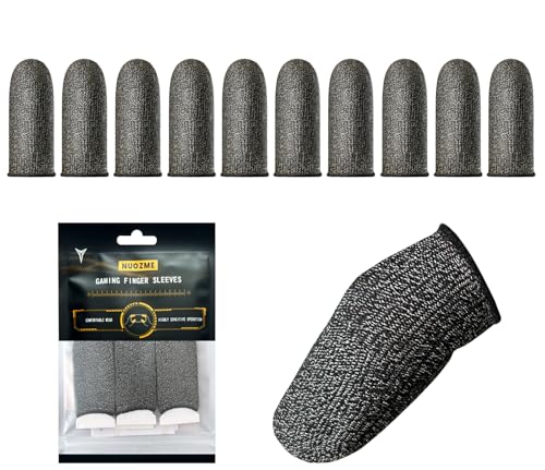 Silver Fiber Professional Finger Sleeves Gloves for Mobile Gaming | Longer Size,No More Slipping, Maximum Touch Sensitivity, Anti-Sweat, Fits All Touchscreen Devices, 10 Pack