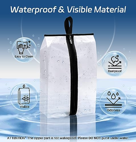 MISSLO Waterproof Shoe Bags for Travel 4 Pack XX-Large Shoe Storage Bag Clear Sneaker Pouch Portable Boots Organizer with Sturdy Zipper for Men & Women