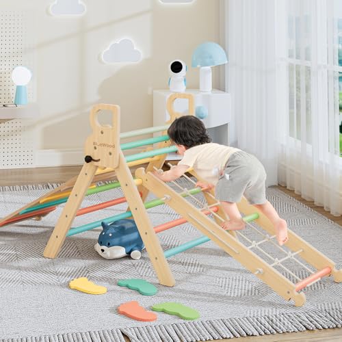 10-in-1 Pikler Triangle Set, Climbing Toys for Kids Rose Garden - color: Rose Garden