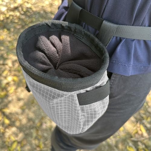 Climbing Chalk Bag with Zipper Pocket Climbing Chalk Bag Pouch with Waist Belt for Bouldering Weightlifting Powerlifting Gym Workout - color: Gray
