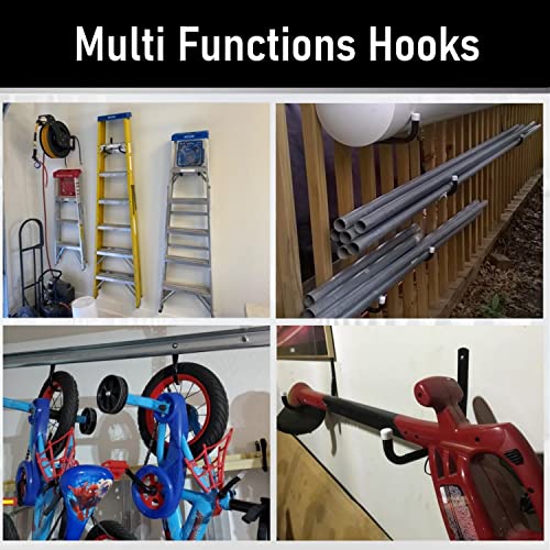 Heavy Duty Garage Hooks, 6.7Inch Wall Mount Garden Tools Storage Hook for Bike, Ladder, Chair, Garden Hose, Power Tool, Indoor Outdoor - size: 6.7Inch x 6.7Inch