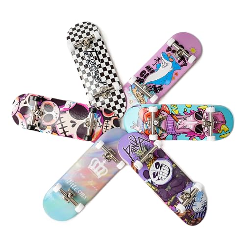 6PCS Pro 32mm Fingerboard Wooden Board Professional Mini Finger Skateboard Set of 6 - color: 6pcs