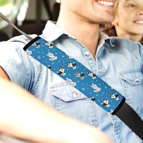 Soft Padded Car Seat Belt Pad for Elderly Support, Stroller Pushchair High Chair, 2 Pack Cute Husky Dog Pet Shoulder Harness Cover Anti-Slip Pad - color: Pattern 365