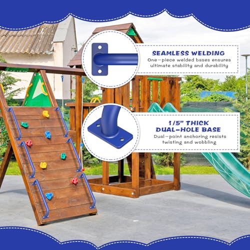 SELEWARE 30" Blue Playground Ladder Handle Metal Playset Handles Grab Bars | 500LB 2Pcs Heavy Duty Steel Kids Playground Handles for Indoor/Outdoor Ladder Handrail Swing Set Treehouse Rock Climbing Wall - color: D: 30"-2 Pcs-blue