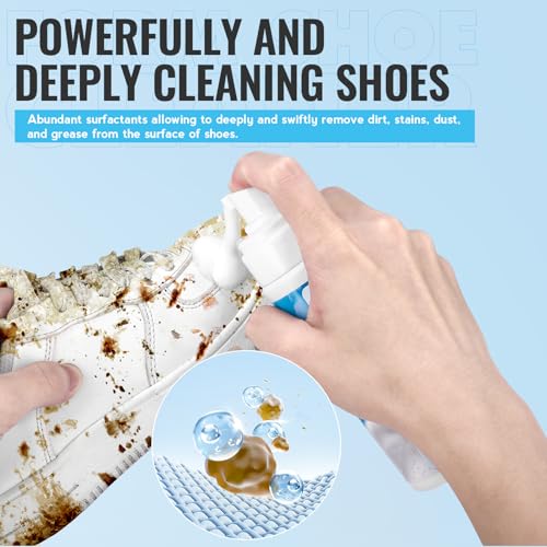Shoe Cleaning Kit - 6.76 Oz Sneaker Cleaner with Brush and Towel, White Shoe Cleaner Foam