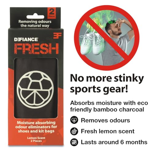 Defiance Fresh Shoe Deodorizer, Shoe Odor Eliminator, Natural Freshener | Natural Bamboo Charcoal, Lemon & Ocean Scent, 2 Pack, Shoe Deodorizing Inserts, Long Lasting, Reusable, Odor Remover shoes,
