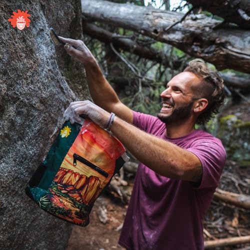 Rock Climbing Chalk Bucket | for Bouldering Gym & Outdoor Use | Durable Hook & Loop Closure, 2 Zippered Pockets, Easy-Carry Handle - style: Hueco Tanks