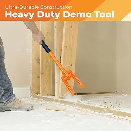 48” Demolition Pry Bar & Crowbar – Round Handle Wrecking Bar for Ceiling & Wall Demo – Heavy Duty Nail Puller Tool for Contractors, Firefighters & Home Renovations - size: 48" Round