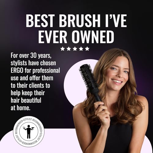 ERGO Ceramic Ionic Round Brush for Blow Out - Salon Quality Hair Brushes for Women - Roller Brush for Blow Drying, Wet and Dry Hair Styling, Volumizing Hair Care - ER53: 2" - size: XL - 2 Inch