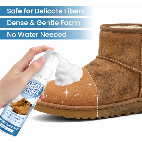 Suede Shoe Cleaner 6.76 fl oz, Suede & Nubuck Cleaning Kit for Shoes, Boots, Sneakers & Bags, Suede Cleaner Kit