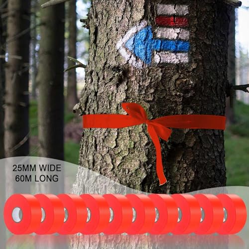 10 Pack Orange Flagging Tape, Non-Adhesive Plastic Ribbon Neon Marking Roll | 1inch*2000ft, Marking Tape for Tree Marking, Hunting, Boundaries and Hazardous Areas,Trail Marking - color: Orange-10pack