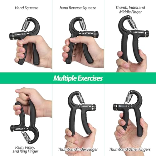 NIYIKOW Grip Strength Trainer, Hand Grip Strengthener, Grip Strengthener, Adjustable Resistance, Forearm Strengthener, Perfect for Musicians Athletes - color: Black-1Pack