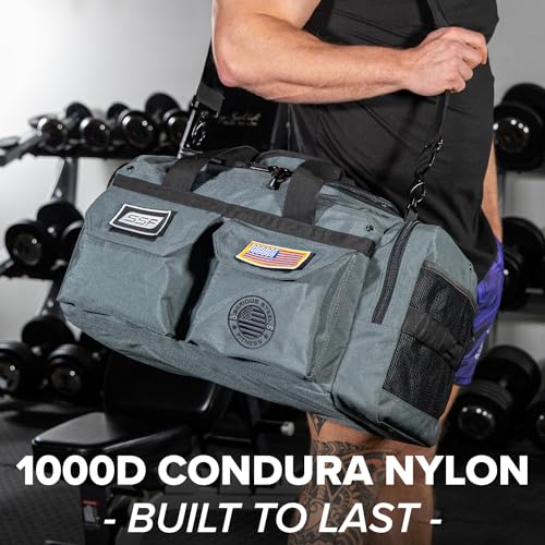 Serious Steel Fitness Gym Bag, 1000D Nylon Duffel Bag, Heavy Duty (Grey - Mid Bud 2.0) - color: Grey, style: Duffel Bag (Mid Bud)
