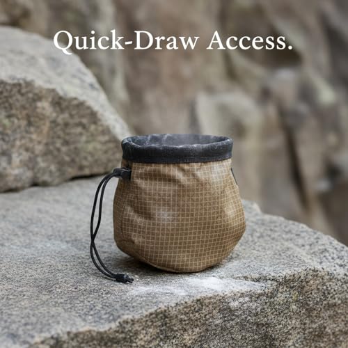 Climbing Chalk Bag with Drawstring Closure Lightweight Waist Pouch for Rock Climbing & Bouldering 6.7 Inch Opening - color: Brown