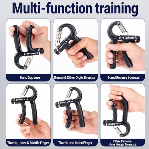 Xylsotyr Adjustable Hand Grip Strengthener 11-132 LBS (5-60KG), Portable Forearm Trainer & Finger Exerciser for Athletes, Musicians, Climbing & Injury Recovery