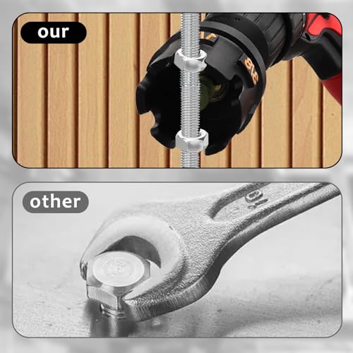 Nut Zipper Drill Attachment for Fast Nut and Bolt Removal, Nut Zipper Drill Attachment for Impact Drills, Nut Zipper Tool for 1/4", 3/8", and 1/2" Threaded Rods (Aluminum alloy) - color: Black1