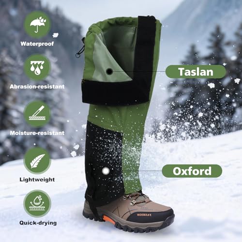 Waterproof Adjustable Hiking Gaiters for Men and Women, Snow Boots-Gaiters for Hiking in Hunting Sand Mud Mountain Climbing Snowshoeing - color: Army Green