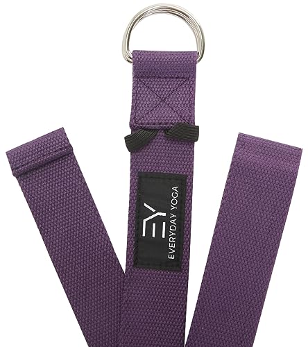 Everyday Yoga Strap with Metal D-Ring - Durable Stretching Strap for Yoga, Pilates, Flexibility & Physical Therapy (6ft, 8ft, 10ft) - color: Plum, size: 10 Foot