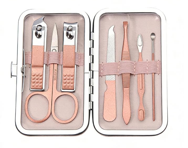 Nail Clipper Manicure Set, 7 in 1 Stainless Steel Professional Pedicure Kit Nail Scissors Grooming Kit with PU Leather Case for Travel & Home Use - size: 7 In 1