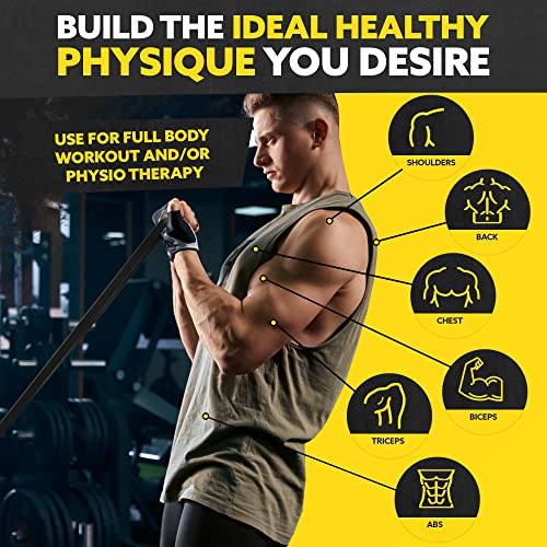 Long Resistance Bands Set, 5 Pull Up Assistance Bands for Working Out | 5 resistance levels, natural latex construction, exercise bands for strength training, stretching and physical therapy - color: Black 2