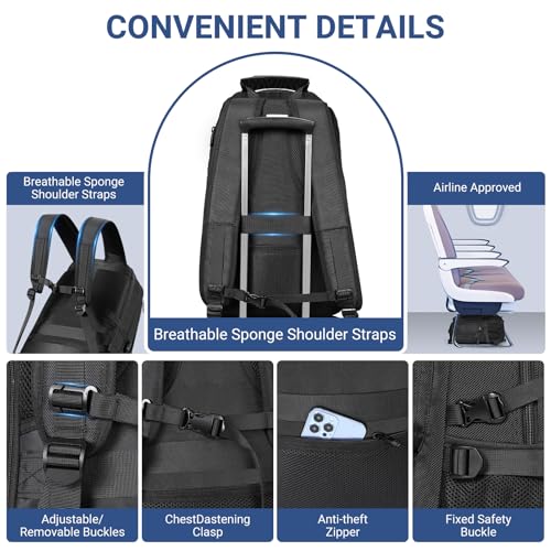 17.3 Inch Travel Laptop Backpack with Shoe Compartment,Water Resistant Anti Theft Bag with USB Charging Port,50L Backpacks Compartmentsfor Men Women