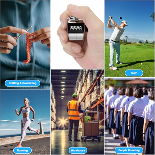 Decymis 2 Pack Clicker Counter, Metal Hand Tally Counter Clicker, Silver | 4 Digit Mechanical Palm Click Counter for Counting Numbers, Coaching, Sports Events