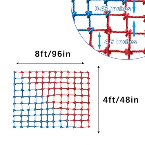 Climbing Cargo Net, Polyester Playground Climbing Net, Heavy Duty Large Military Climbing Net for Kids Outdoor, Kids Safety Protection Net, Rope Ladder, Jungle Gyms, Swingset, Treehouse - size: 4ft x 8ft